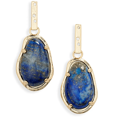 semi-precious drop earrings with lapis and cubic zirconia