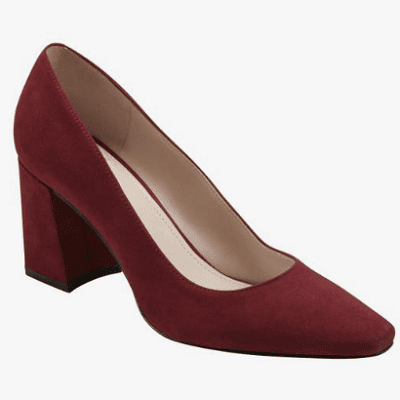 burgundy pump with block heel