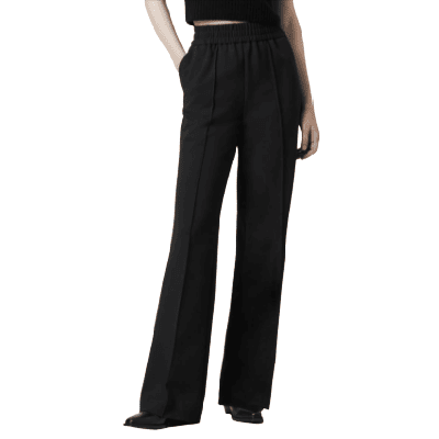 black trousers with pintucked details