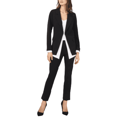 black suit with contrast details