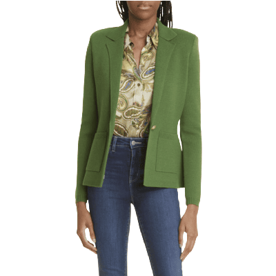 green knit blazer