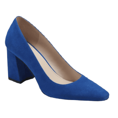 royal blue stacked block heel