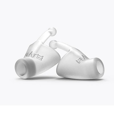 A pair of Flare white earplugs