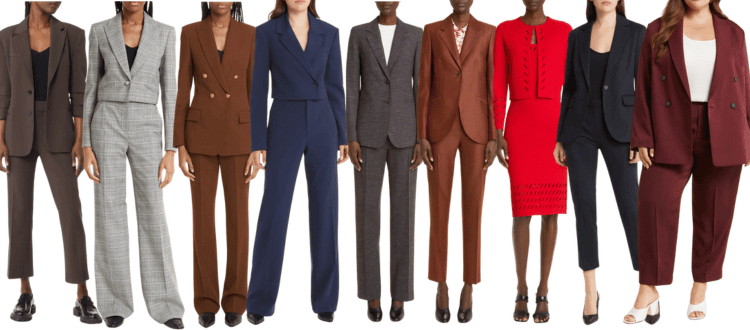 collage of designer women's pants suits in the 2023 Nordstrom Anniversary Sale