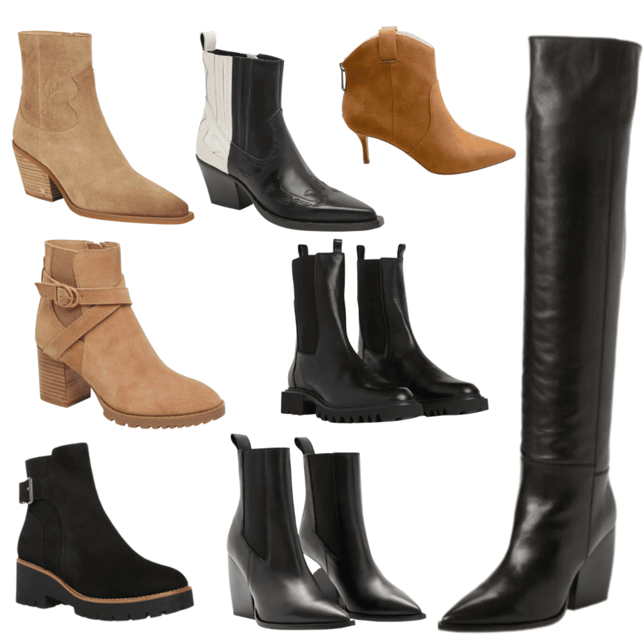 collage of boots that might not be appropriate for the office in 2023