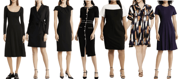 2023 Nordstrom Anniversary Sale work wear collage - round neck / blazer dress / sheath / sweater dress / plus black & white / shirt dress / A-line dress