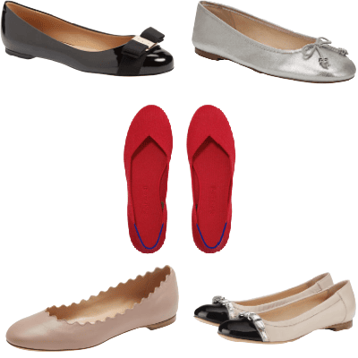 collage of 5 ballet flats