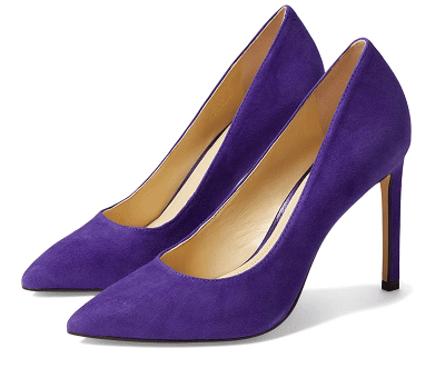 bright suede purple heels for the office