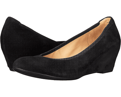black suede wedge heel