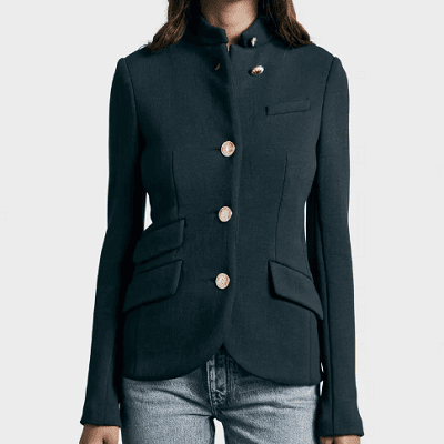 A woman wearing a button slim fit blazer