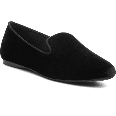 black velvet almond-toe flat