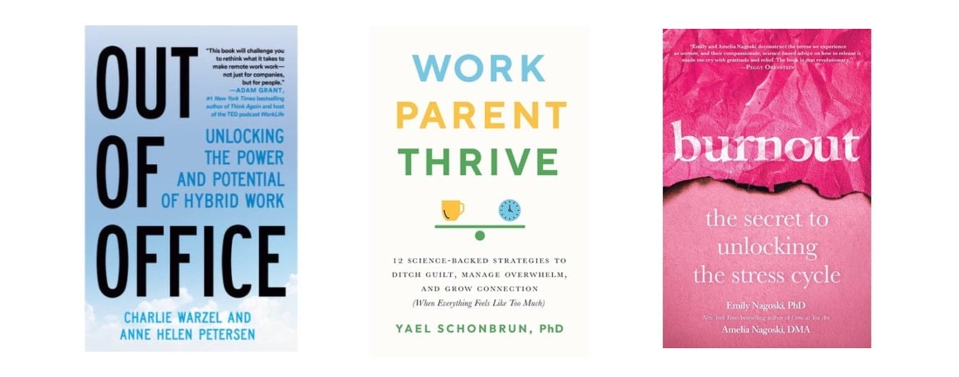 collage of 3 great books about work-life balance for professional women
