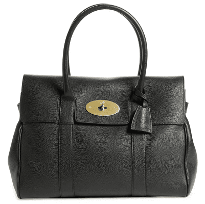 black luxury work bag with turnlock detail from Mulberry
