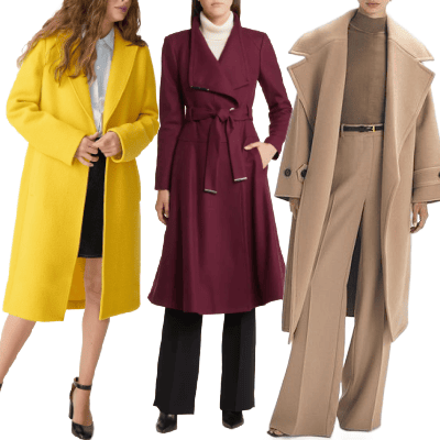 collage of 3 statement coats for work