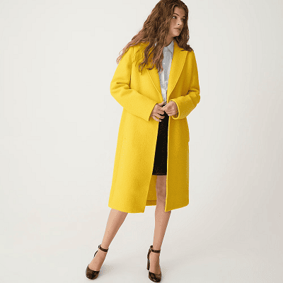 bright yellow topcoat; it's a great winter statement coat for work