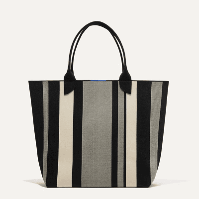 lightweight tote with black and cream stripes