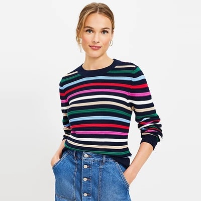 Loft Stripe Textured Stitch Sweater