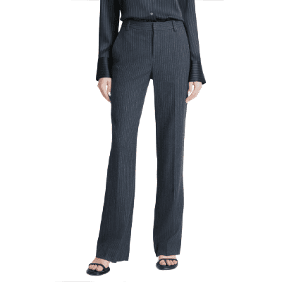 warm flannel dress pants in a pinstriped navy