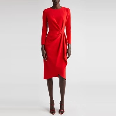 Splurge Monday's Workwear Report: Pleated Long-Sleeve Tulip Midi Dress 