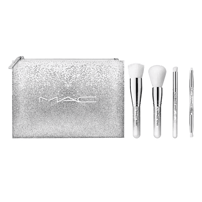 mini makeup brush set from MAC with snow white tops