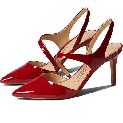 patent red heels for 2024 with diagonal strap
