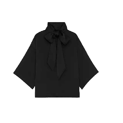 A black crepe satin blouse