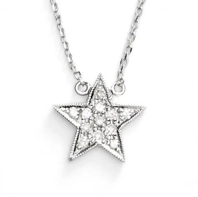 A diamond white gold star pendant on a chain