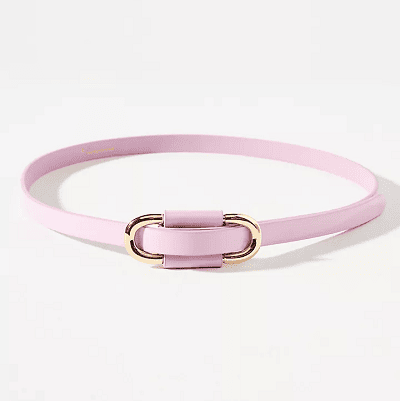 pink skinny belt with gold details