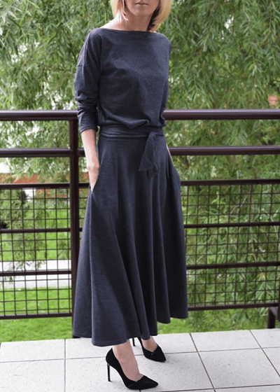 midi dress with pockets and boatneck