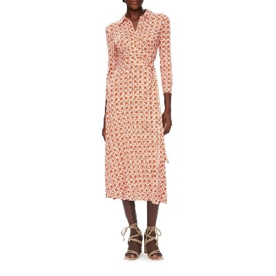 Splurge Monday's Workwear Report: Sana Two Cane Print Midi Wrap Dress