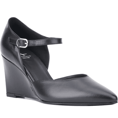 black wedge heel with ankle strap