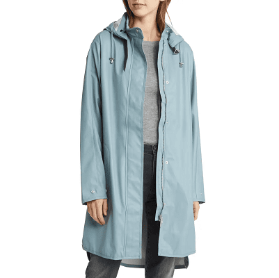 light blue raincoat