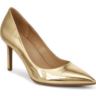 shiny gold pump for work