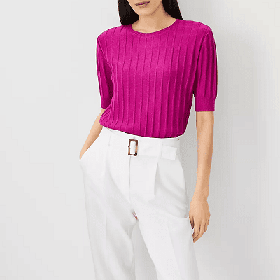 summer sweater with short-sleeves in a pretty fuchsia
