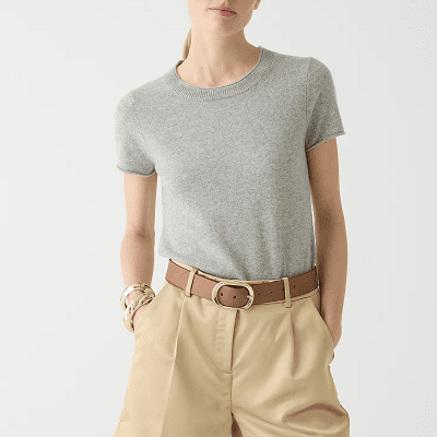 short-sleeved sweater in cashmere from J.Crew