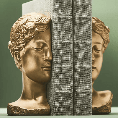 bookends that look like a face split in half