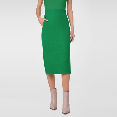 Splurge Monday's Workwear Report: High-Waisted Linen/Wool Side-Slits Midi Skirt