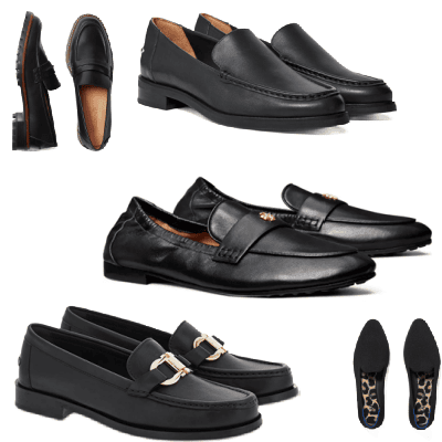 collage including some of the best loafers for work outfits