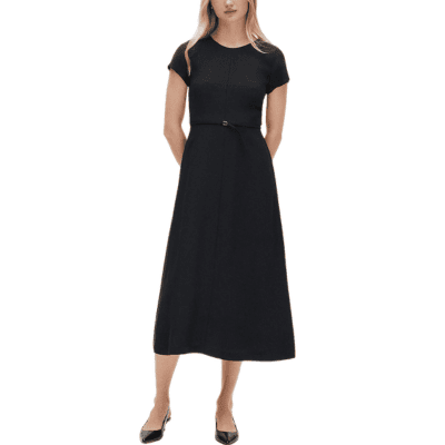 black work dress with midi length