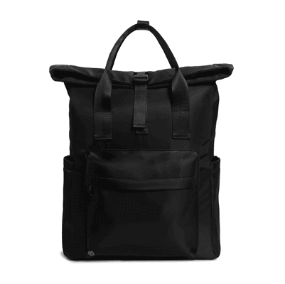 black nylon backpack