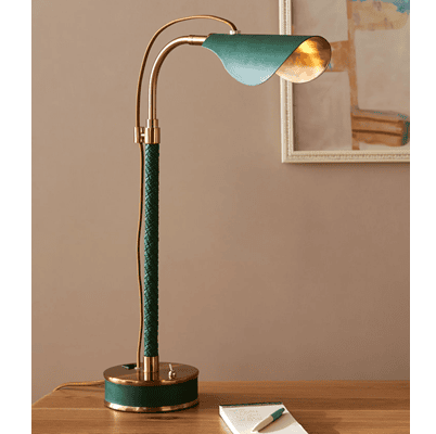 green and gold desk lamp