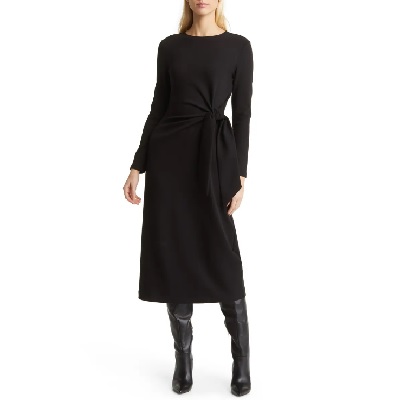 Thursday’s Workwear Report: Tie-Waist Lengthy-Sleeve Knit Midi Costume