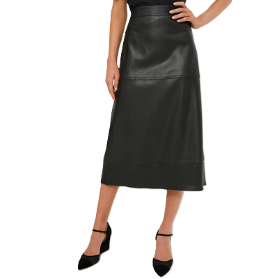 flared skirt in faux leather