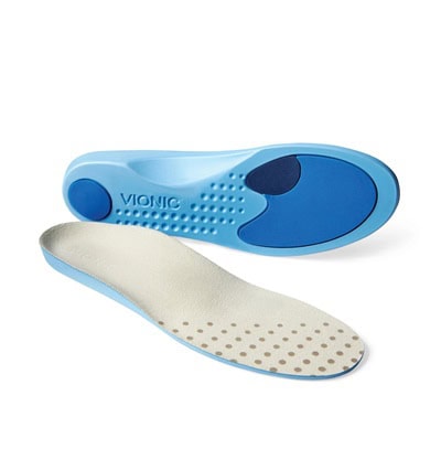 A pair of blue-and-gray women's insoles