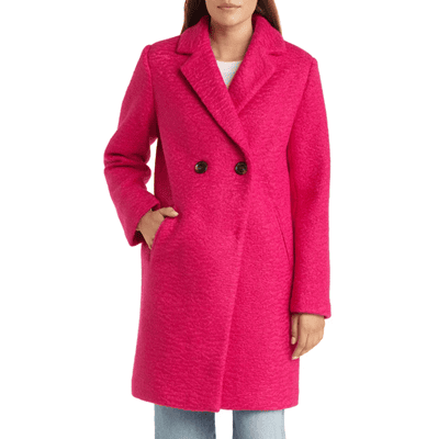 hot pink boucle coat