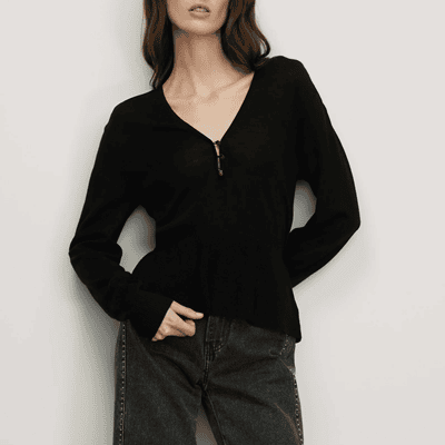 woman wears merino wool sweater