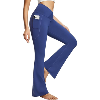 flared yoga pants with pockets that come in short lengths