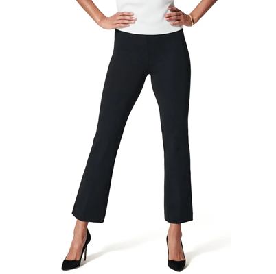 woman wears kick flare pants with work outfit