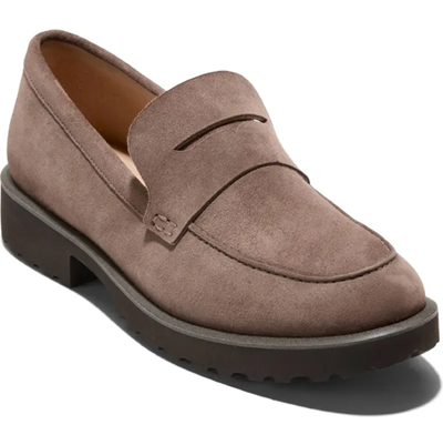 brown suede platform loafer