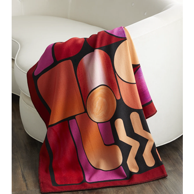 graphic pattern on merino wool throw blanket
